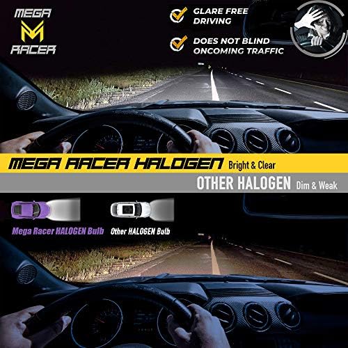 Халогенни Лампи за фарове Mega Racer 9006/HB4, 5000 К, Супер Бяло, 12 55 W, База P22d, Автомобилни Сменяеми лампи, Клас на водонепропускливост IP68, Опаковки от 4