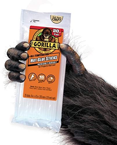 Пръчици за горещо лепило Gorilla, в пълен размер, дължина 4 x .43 в диаметър, брой 45, прозрачни, (опаковка по 1 парче) и Пръчки за горещо лепило Gorilla, в пълен размер, дължина 8 x