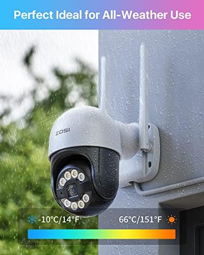 Външна Камера за сигурност ZOSI C289 1080P WiFi със завъртане/Наклон, PTZ IP Камера за домашно Наблюдение, Интелигентна Светлинна Сирена, Цветно Нощно Виждане, 2-Лентов звук, От