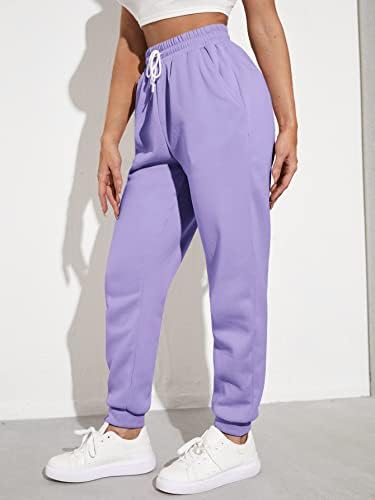 Дамски спортни панталони GWNWTT, Обикновена спортни панталони с наклонена джоб на кръста и завязками, Спортни панталони (Цвят: лилаво-лилаво, Размер: X-Small)
