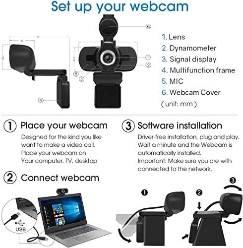 Уеб-камера с микрофон с предпазно покритие, уеб-камера 1080P Full HD с широк преглед за директно излъчване, камери за настолни КОМПЮТРИ-преносими компютри, USB, Компютърна Камера за Запис на видео разговори USB, Конференция