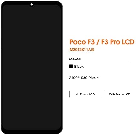 SHOWGOOD 6,67за Xiaomi Poco F3 LCD дисплей с Рамка, Сензорен дисплей, Дигитайзер, в Събирането, Замяна за Ремонт на екрана POCOF3 M2012K11AG (Оригинална синя рамка)
