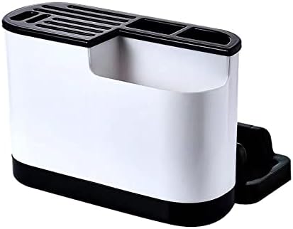 Многофункционален държач за ножове SKIMT, дъска за Рязане, Вградена стойка за съхранение на кухненски аксесоари, Пръчици за хранене, покритие за тигани, Кошница за съдове за съдомиялна машина (Цвят: Черен Размер: B)