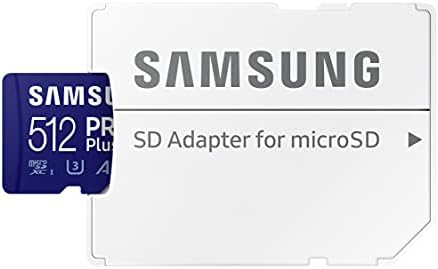 SAMSUNG PRO Plus + Адаптер 512GB microSDXC Със скорост до 160 MB/с UHS-I, U3, A2, V30, карта памет, Full HD и 4K UHD за смартфони, таблети с Android, Go Pro и DJI Drone (MB-MD512KA/AM)