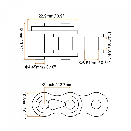 uxcell 5 бр. Свързване на валяк главен connector верига, Въглеродна Стомана, със стъпка 1/2 , Стандартни Свързващи характеристика на полиграфическото Звена за вериги 08B