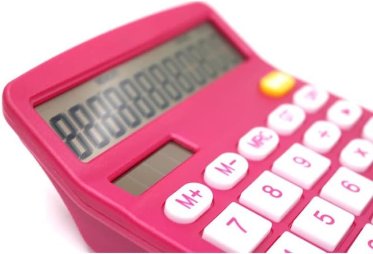 JFGJL 12 Цифров Настолен Калкулатор с Големи Бутони Финансов Бизнес Счетоводен Инструмент Розово-Червен Цвят, за Офис, Училище Подарък