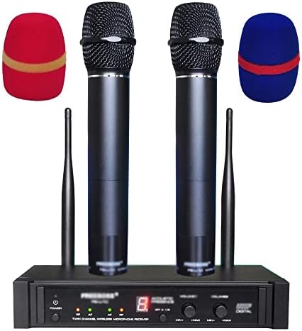 n/a Двухполосный Цифров Безжичен UHF микрофон с 2 метални наладонниками 2 бр Метални микрофони на дръжките (цвят: черен)