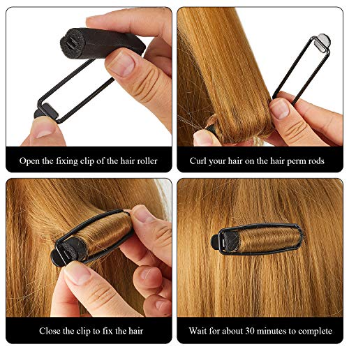 40 парчета сатен порест каучук маши гъба за коса, пръти, използвани за химична вълна, маши за коса за фризьорски консумативи за стайлинг на коса (черен, 0,6 инча)