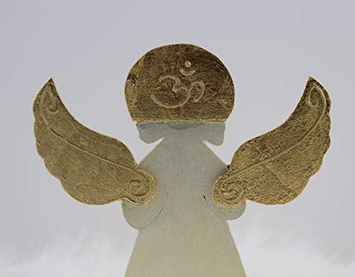Начало декор на Архангел Метатрона с позлатени Крила и със Сърцето във формата на Листа, Статуетка на Ангел от Перлено Бежов злато, Идея за подарък на късмета си, Сватбена Декорация, Дизайн Angeloudia за серия Happiness