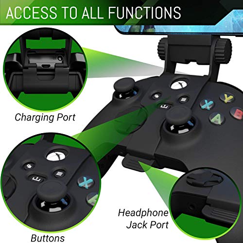 Скоба за мобилни игри в контролера на Xbox Series X, за Определяне на номер на контролера на Xbox, Регулируема Скоба за притежателя на телефона, Съвместим с Xbox Series X|S, Xbox One, Xbox One S, Xbox One X - Черен