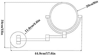 ZAAHH 8-инчов стенно огледало за красота с led подсветка, Двустранно огледало за грим, завъртащо се на 360 °, Сгъваеми Огледала за баня с осветление, изтеглящи, матиран никел (Цвят: матиран никел, Размер: 3X)