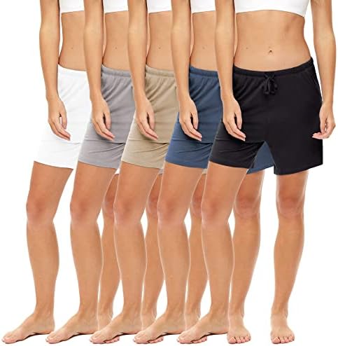 Секси Basics Женски 5 Опаковки Anywear На съвсем малък, Супер Меки къси Панталони / За тренировки, Йога, Струящиеся Ежедневни Памучни Шорти За почивка и Сън от Вискоза