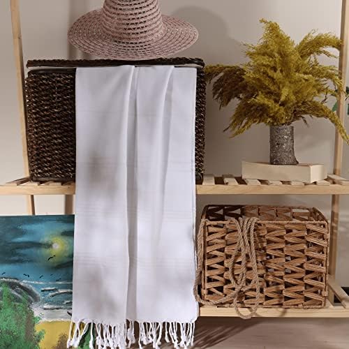 Puskul - Кърпи за моминско парти на едро Опаковка турски плажни хавлии от 10- памук подарък подружке булка - Предварително Выстиранная, мека, лека, обемна опаковка от пештемаля (Бял цвят)