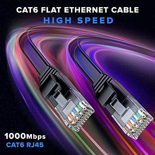 Ethernet кабел Cat 6 с дължина 1 фут е плосък, компактен дизайн, висока скорост на свързващ кабел за свързване към Интернет и локалната мрежа, rj-45 жак - [1 фут / червен / 5 т.] - идеален за игри, стрийминг и много