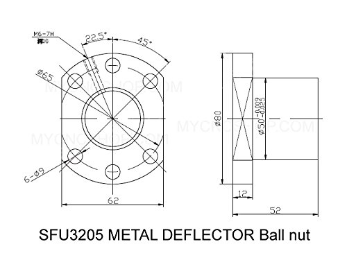 Свд FBT SFU3205 RM3205 OVL диаметър 850 мм - C7 + Химикалка гайка SFU3205 с метален Дефлектором с един фланец + торцевая обработка на стандарт за обработка на BK25/BF25