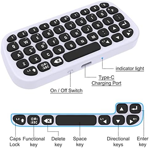 Безжична клавиатура MENEEA за контролер PS5 с трайни винтовым скоба, Bluetooth клавиатура за Playstation 5 с зарядно кабел USB-C, чат-панел Bluetooth геймпада за обмен на съобщения и търс