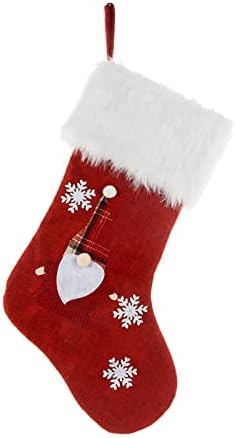 Коледни Чорапи на Тъканта Коледна Чанта за Чорапи и Коледни Окачени Чорапи за Украса на парти и Коледен Cartoony Червен Набор от пури в ограничени бройки Витражи