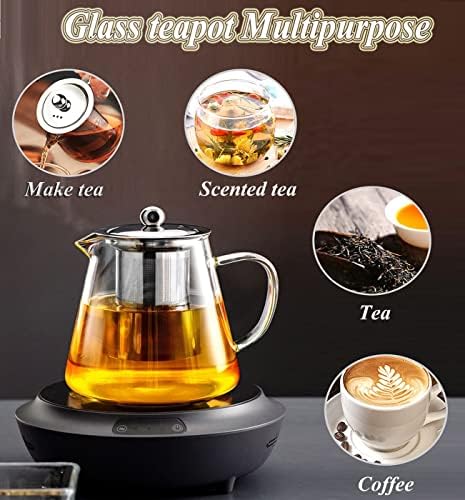 Стъклен чайник с Подвижна заварочным затвор от неръждаема стомана, Чайник Borosilicate стъкло с цедка за Приготвяне на чай и Хлабав ламарина, чай, Сигурно за микровълнов?