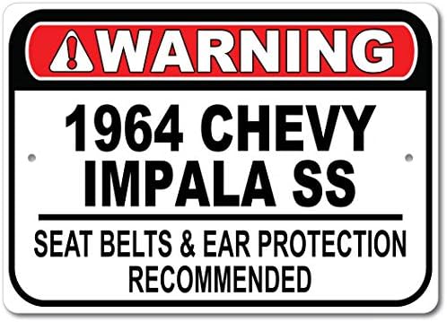 Знак Препоръчва колан за бързо шофиране Chevy Impala SS 1964 64, Метален Знак на гаража, монтиран на стената Декор, Авто знак на GM - 10x14 инча