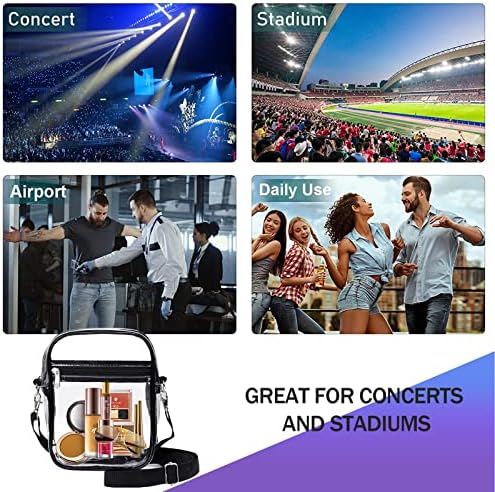 Одобрен стадион Прозрачна чанта NOCOKO с 3 Сменяеми джапанки за портмонета, Малка Прозрачна Чанта през рамо за концертни и спортни събития