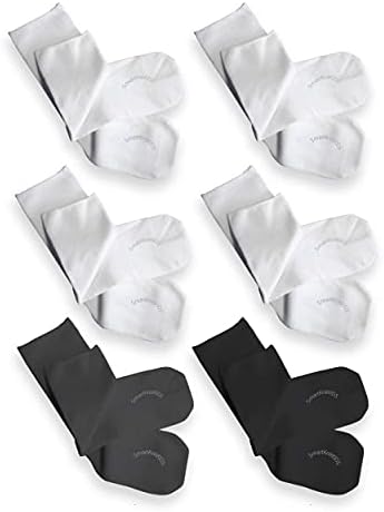 Чорапи SmartKnitKIDS безшевни Sensitive Socks - 6 опаковки ((1) Черни (1)на дървени въглища и (4) са Бели, среден размер)
