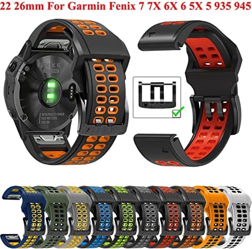 AMSH 22 мм 26 мм Quickfit Каишка За Часовник Garmin Fenix 7 Fenix 6 7X5 5 Plus Forerunner 935 945 Быстроразъемный Силиконови Гривни За Часовници