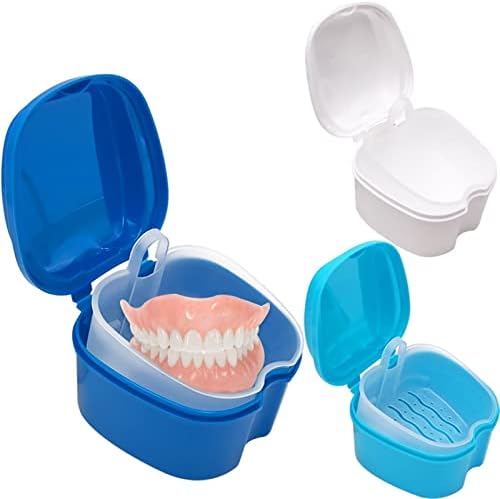 ZUKEESN Контейнери За Съхранение на Зъбни Протези Кутия За Баня Органайзер Кутия За Съхранение на Вставных на Зъбите с Суспензия Контейнер За Течности Калъфи За Почистване на Зъбите на Кутии за Изкуствени Зъби (Размер: