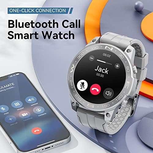 Военни умен часовник за мъже и жени, Bluetooth, Слушалка за провеждане на разговори, 1,43 HD Touch IP68 Водоустойчив Спортен Фитнес следи с Пульсометром, монитор на кислород в кръвта, Умни часовници за iPhone и Android