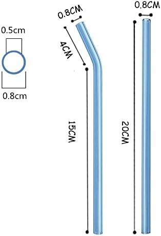 JASHII 8 бр. Многоцветни Сламки за Пиене, за Еднократна употреба, Прозрачни 7,87 х 0,3 от Рейнбоу Стъкло, Сламки за Шейкове с Чиста Четка, Сватбени за домашна кухня, 4 Извити, 4 Директни - Розов