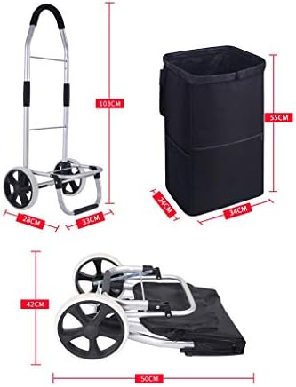 Ръчни колички Количка за пазаруване Сгъваема Преносима количка за изкачване на стълби От алуминиева сплав, Домакински количка за пазаруване продукти (Цвят: A, размер: 2)