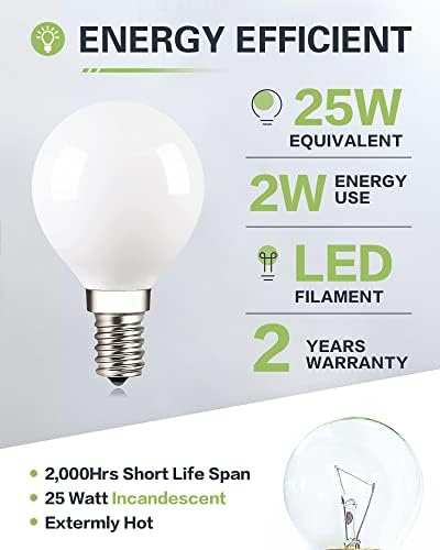 Led лампа с регулируема яркост G15 E12 Мощност от 25 W, с Дълбоко Матирано Стъкло, Невидими Крушка на Едисон с нажежаема Жичка, Мека Топла 2700K, 2 W, Млечно-бели led лампи-Глобус