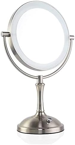 GBYJ Малко Огледало За грим, Европейското Led Метално Огледало, Десктоп Двустранно Огледало за Суета, Увеличително Огледало за красота, Огледало за грим, Свободно Въртящо се На 360 °