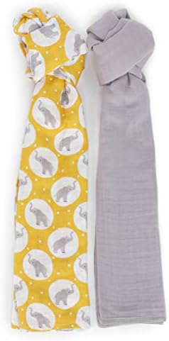 Пеленальное одеяло Featherhead™ от 2 опаковки плат, предварително выстиранное, меко, дышащее, от памук, Неутрална за свободни момчета и момичета (унисекс), 47 x 47 инча, идеален за свободни новородени и бебета