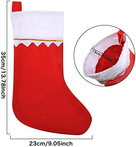 QLINLEAF 12 Опаковки Червени Фетровых Коледни Чорапи 15Коледни Чорапи За Окачване на Камината, Украса, Дядо Коледа, Празнична Украса, Чорапи