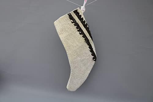 Коледен Отглеждане подарък за ВЪЗГЛАВНИЦА SARIKAYA, Бежови Чорапи, Коледни Чорапи от Коноп, Отглеждане Kilim, Отглеждане на Santa Cruz, Коледни Чорапи, 682