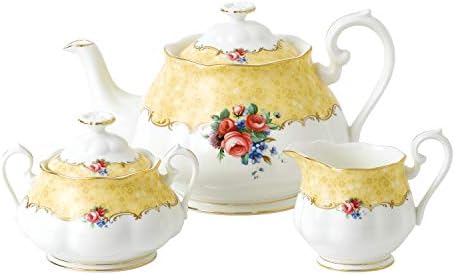 Royal Albert 100 Years 1990 от 3 теми (coffee Maker, захар и сметана) Чай, Букет