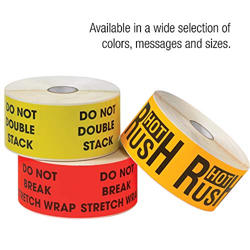 Aviditi Tape Logic 3 x 10, Флуоресцентно жълт предупредителен стикер Не се качват на върха, за транспорт, обработка и опаковане (1 Ролка от 500 на етикети)