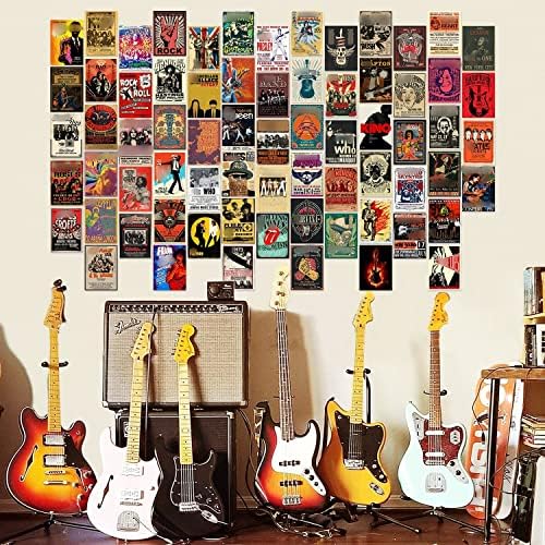 70 БР. Комплект за стенен Колаж в стил ретро, Рок, Музикални плакати на рок-група за естетика стая, Снимка от стар музикален албум, Естетични Снимки на стената, Ретро Музика Декор за Спалня, Определени за колаж (4x6
