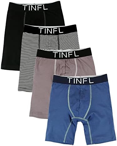 TINFLL За големи момчета 8-16 години, Памучни Гащи-Боксерки с дълги штанинами, Комплект дамско бельо с широка ивица, на 3 опаковки