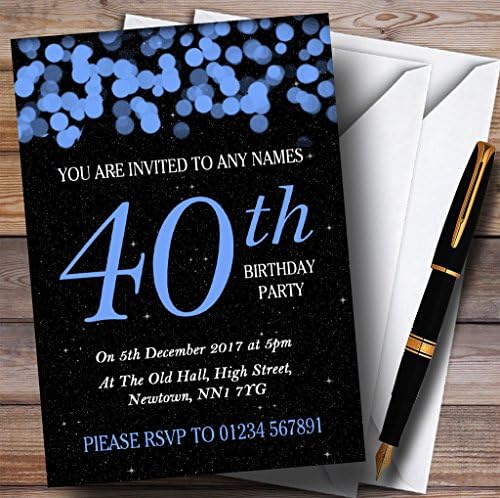 Персонални Покани за 40-ия рожден ден на Синята Bokeh & Stars