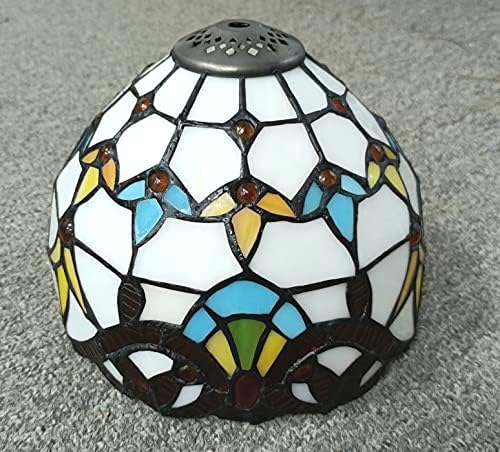 Лампион от висококачествен витражного стъкло в бароков стил, само на лампа от Тифани, SH-073. Сменяеми Абажури за настолни лампи с диаметър 8 инча от NOSHY