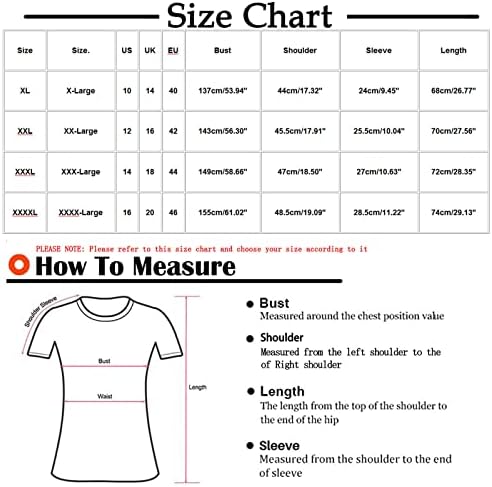 Блузи с къс ръкав за Жени, Тениски с кръгло деколте Размер Плюс, Модни Топове с Графичен Принтом, Летни Ежедневните Свободни Ризи, Тениски