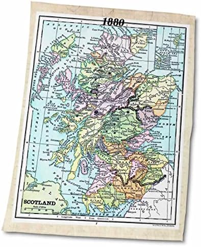 3dRose Florene Реколта карта на Шотландия 1880 г. - Кърпи (twl-38897-1)