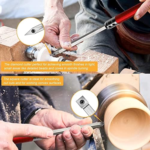 Разход на набор от карбид стругове инструменти FYBOOR Woodturning, който включва инструменти за токарной обработка с форма на диамант, кръгли и квадратни части, по-груби инструменти за обработка на отвори във формата