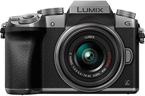Беззеркальная фотоапарат Panasonic Lumix DMC-Г-7, с обектив 14-42 мм, в Сребърен цвят, в комплект с калъф за фотоапарат, карта SDHC с обем 32 GB, комплект за почистване, чантата за карта памет, устройство за четене