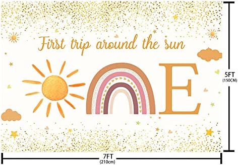 MEHOFOND Първото пътешествие Около Слънцето Фон за парти на 1-ви Рожден Ден Украси за Доставка Boho Sun Банер на 1-ви Рожден Ден на Фон За Снимки Декор за Парти Винил 7x5ft