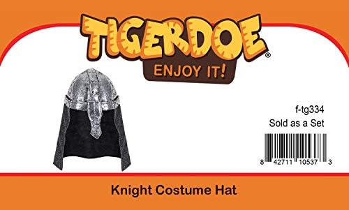 Рицарски Шлем Tigerdoe Костюм Крестоносца - Шапка на Войник - Средновековни костюми - Каска Войн Сребрист