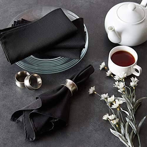 Кърпички от полиэстеровой тъкан E-Living Магазин, търговско качество и по-голяма сила за ресторант, кейтерингового дейности или домашна употреба (18x18 - Съраунд комплект от 12 броя), черни