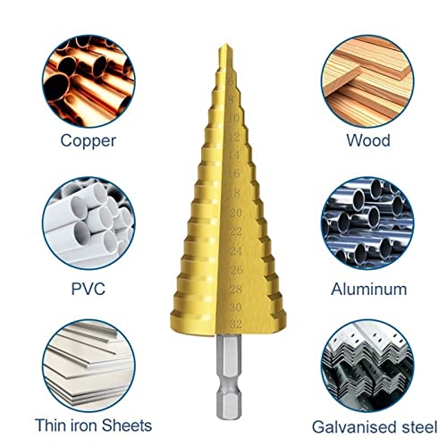 Шестограмен Джолан Ступенчатого Тренировки 3-12/4-12/20/ набор от стъпални конусни тренировки с покритие от 32 mm за Пробиване в Дърво, метални работни, 4 бр. (Цвят: 4 бр. № 5)