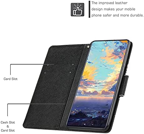 MEMAXELUS Чанта-портфейл за Samsung а a53 5G Case, Калъф за телефон Galaxy а a53 5G с поставка за карти, защитен калъф Премиум-клас, изкуствена кожа, съвместим с Samsung Galaxy а a53 5G HX, черен, бял Котарак